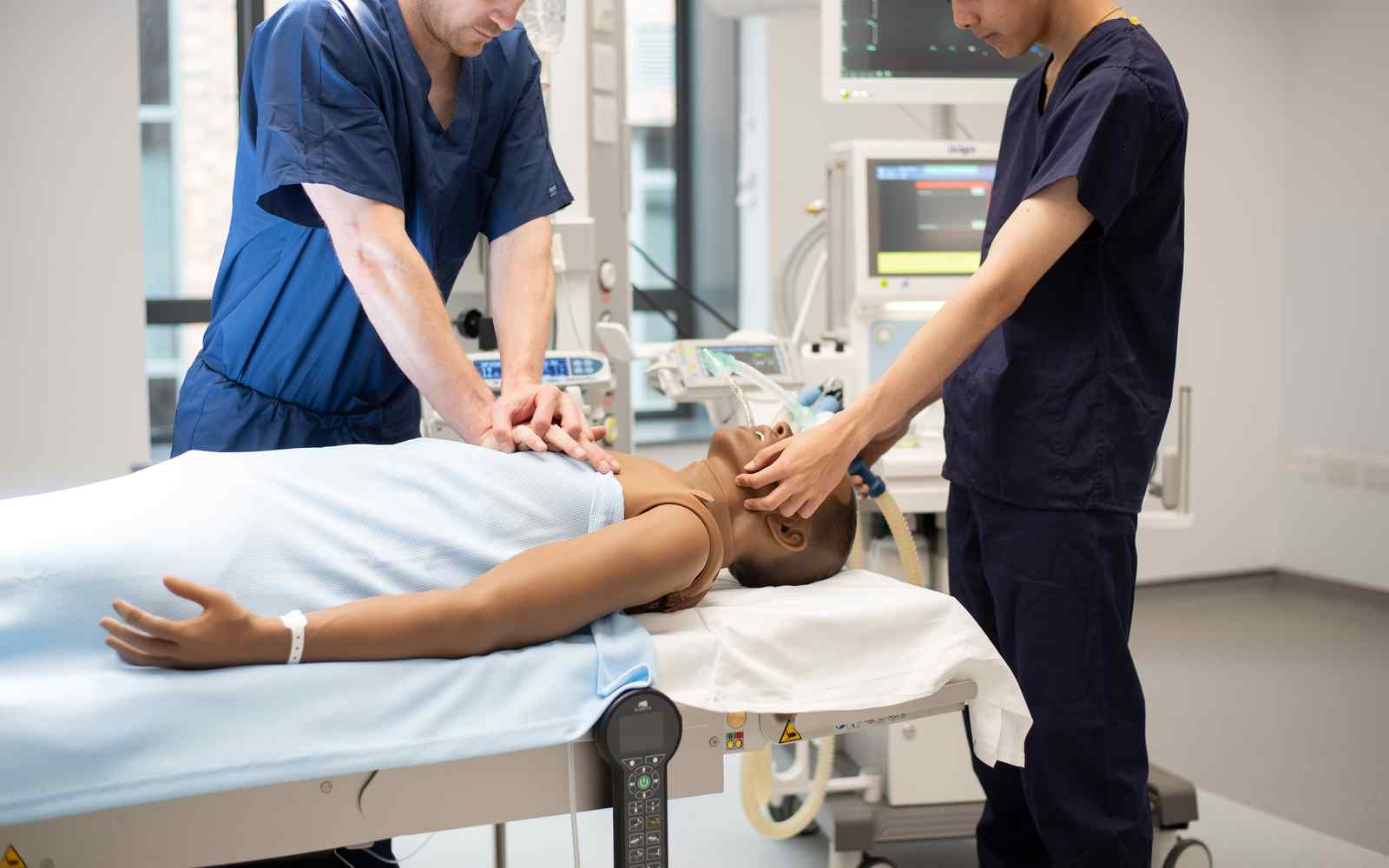 Staff working on a patient.