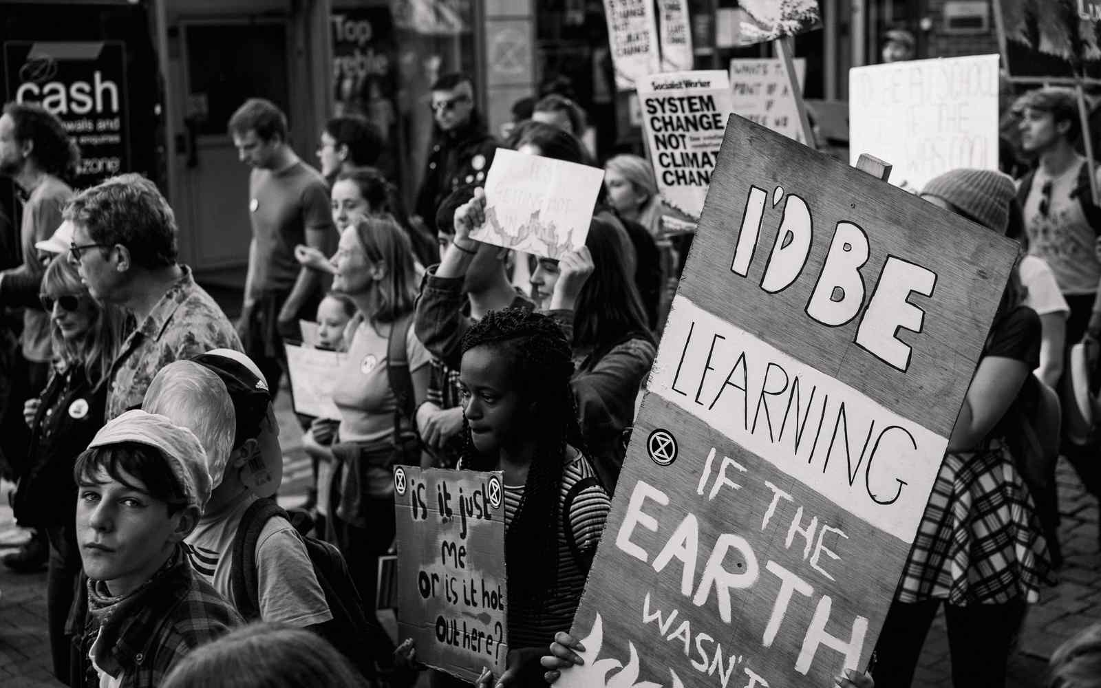 York St John students participating in a climate protest in York.