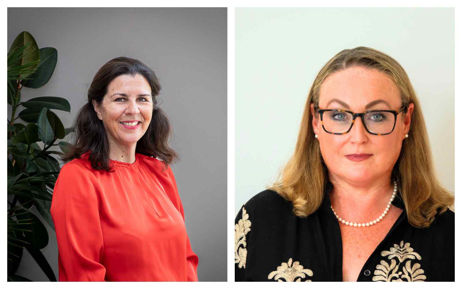 A photo collage of two businesswomen in smart attire