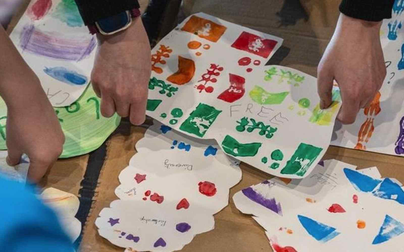 Pupils doing art printing