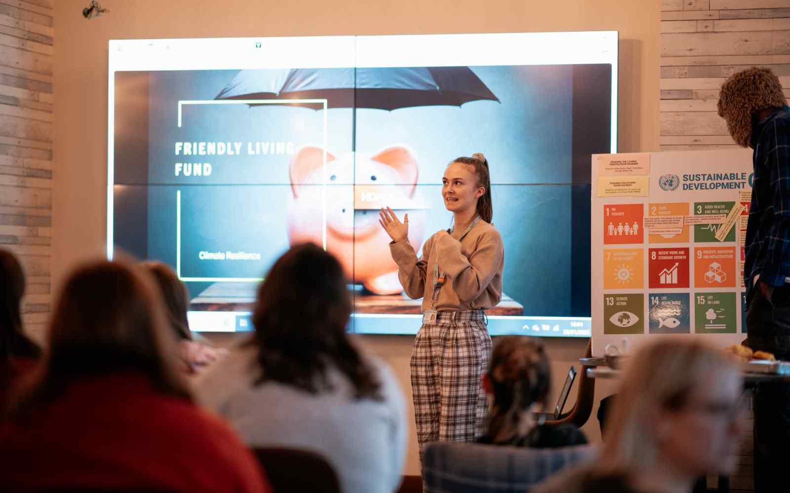 A student giving a presentation