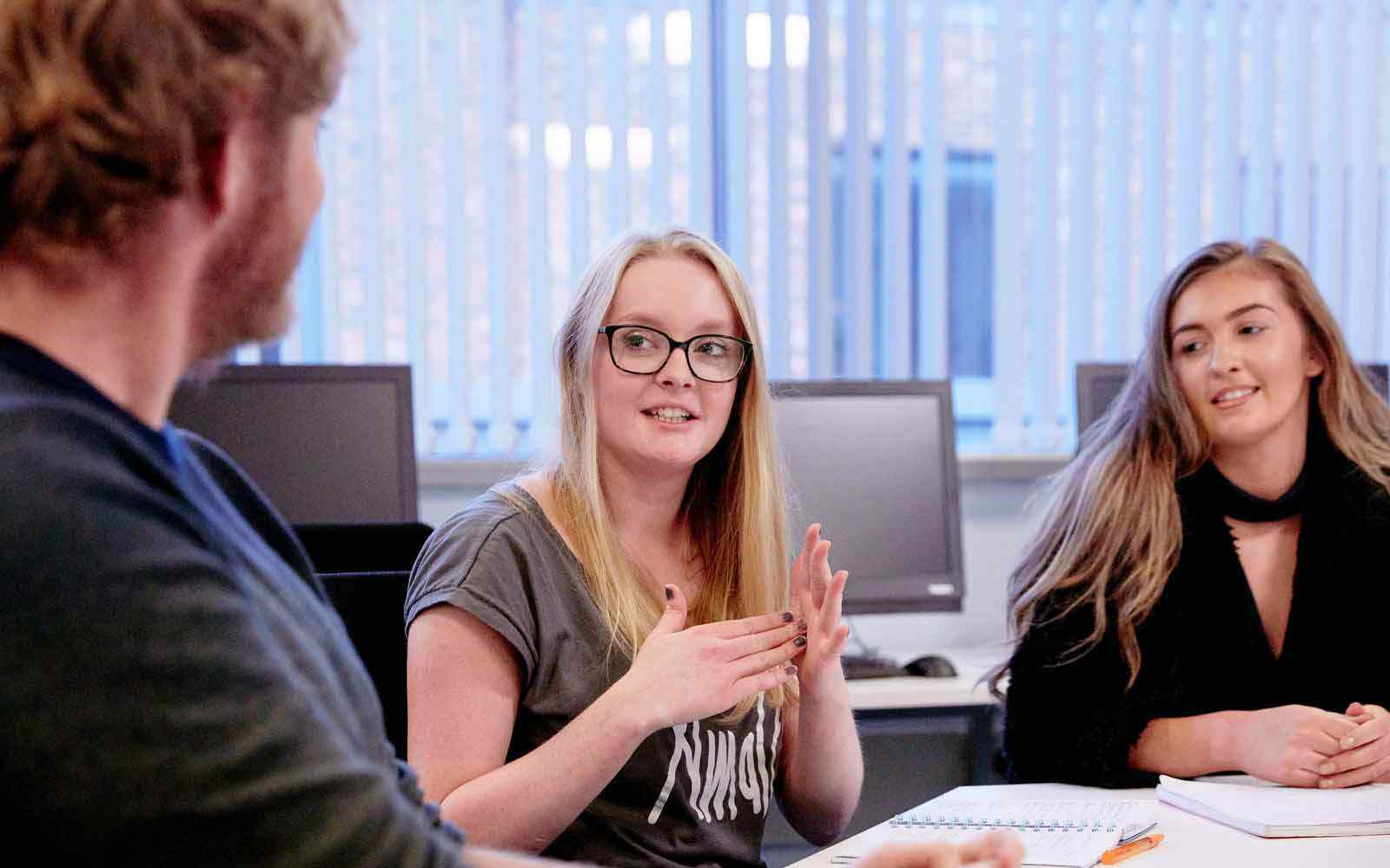 Student using sign language