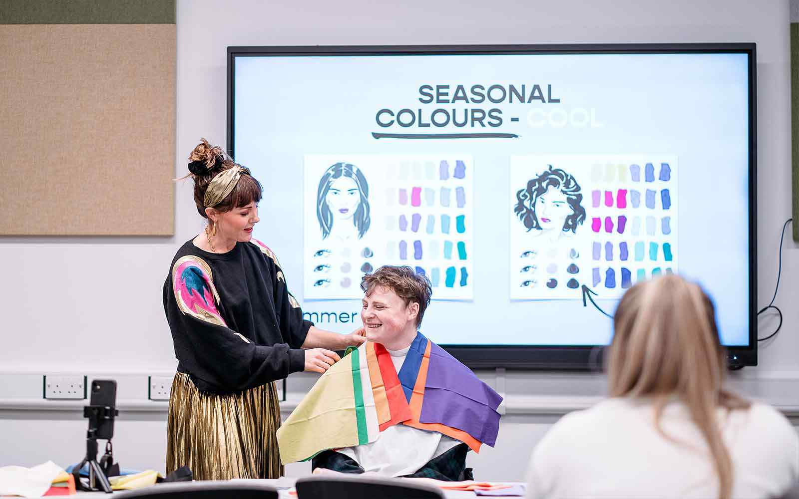 Fashion Marketing students studying colours.