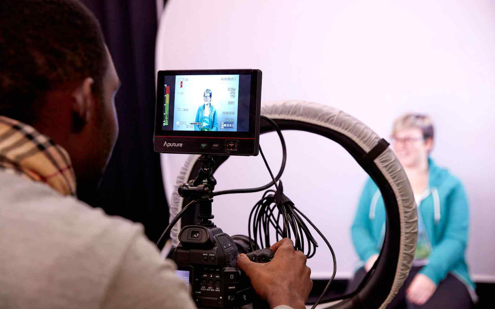 Student using video camera