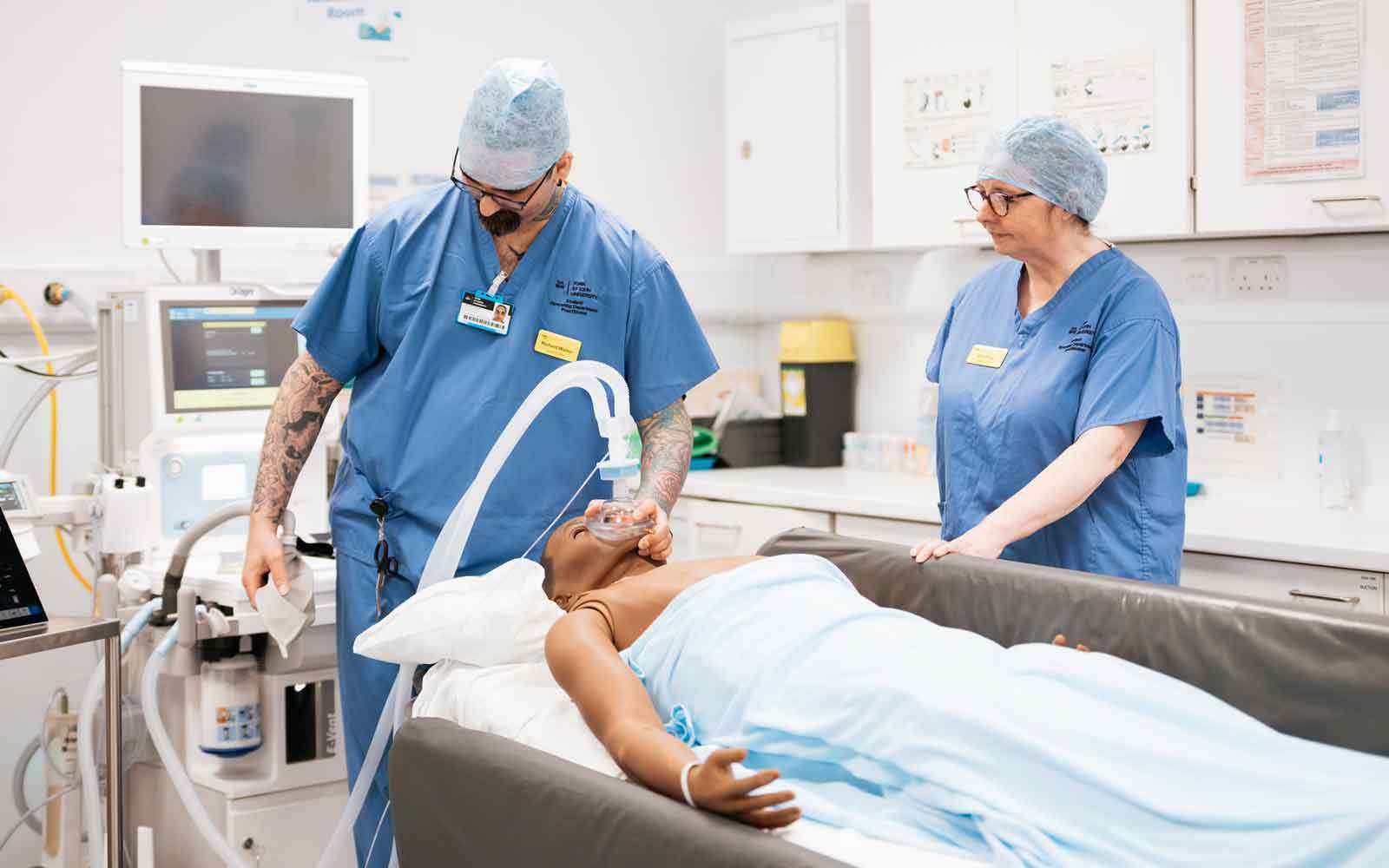 Students working in theatre