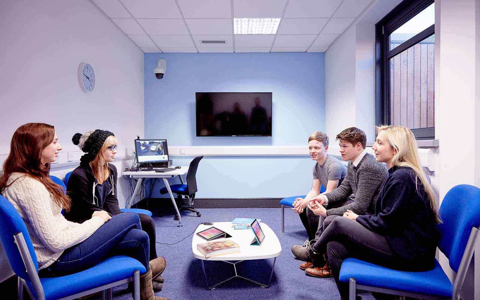 students in the counselling listening room