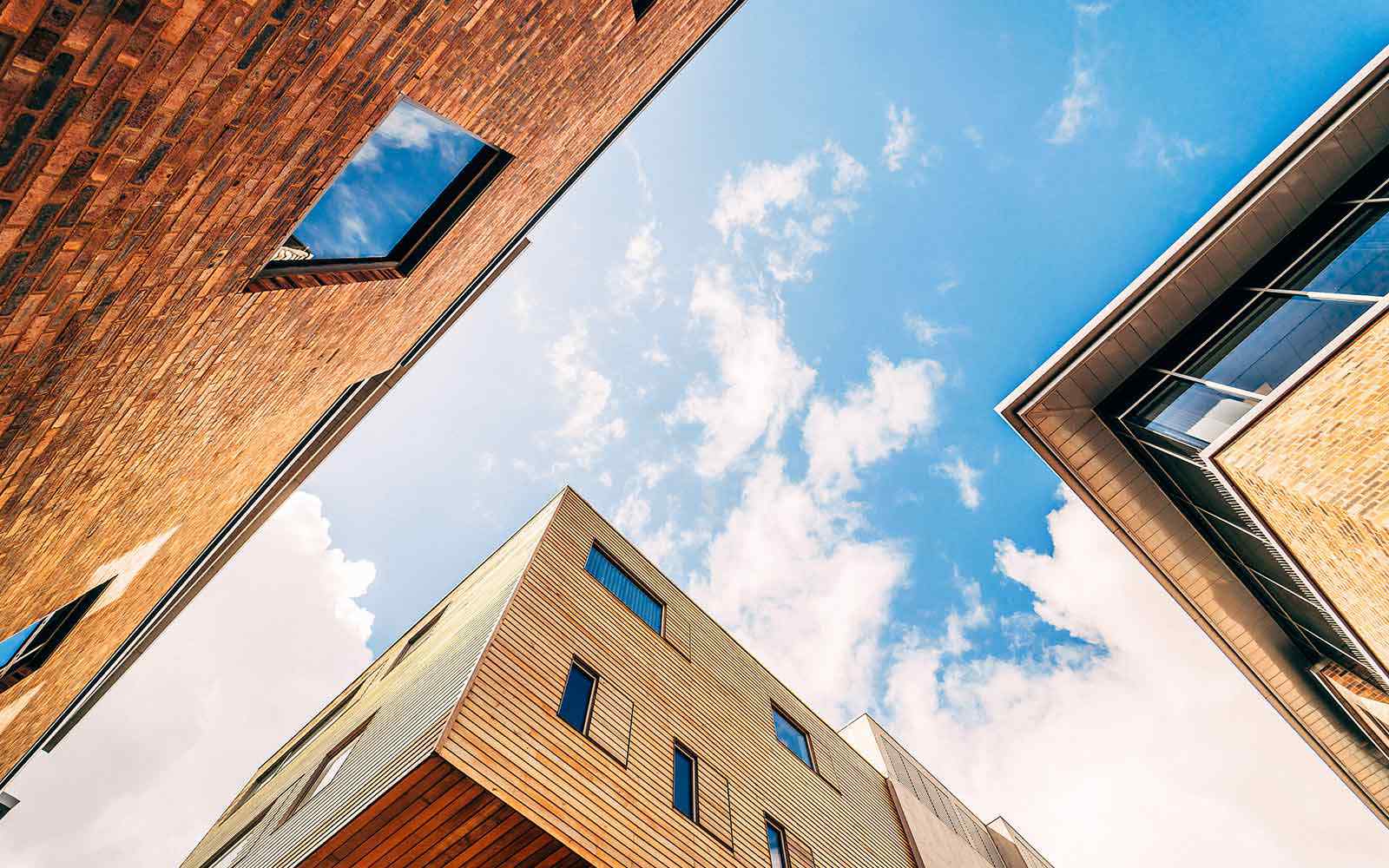 Campus buildings with blue skies