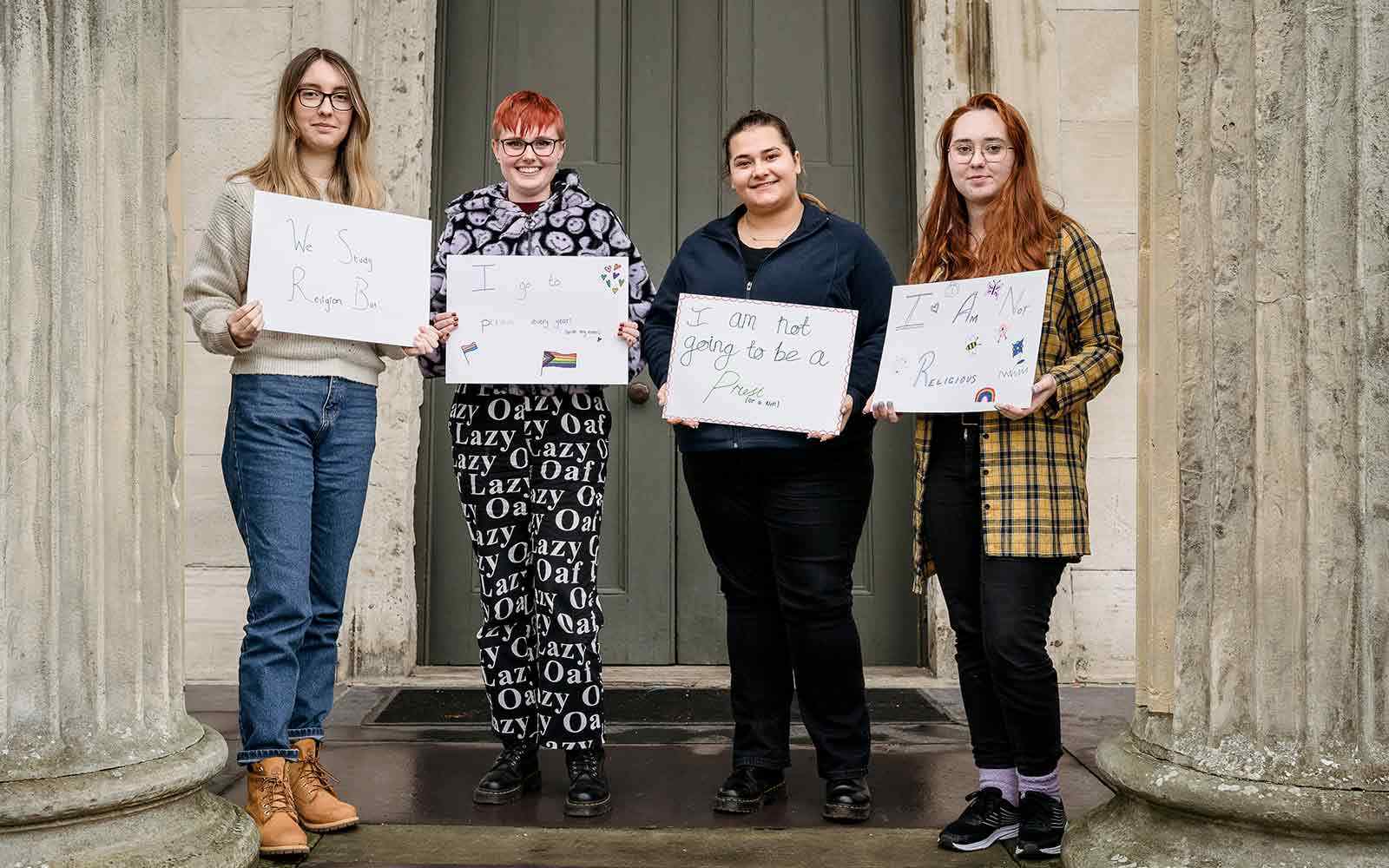 Religion and theology students outside York Minster.