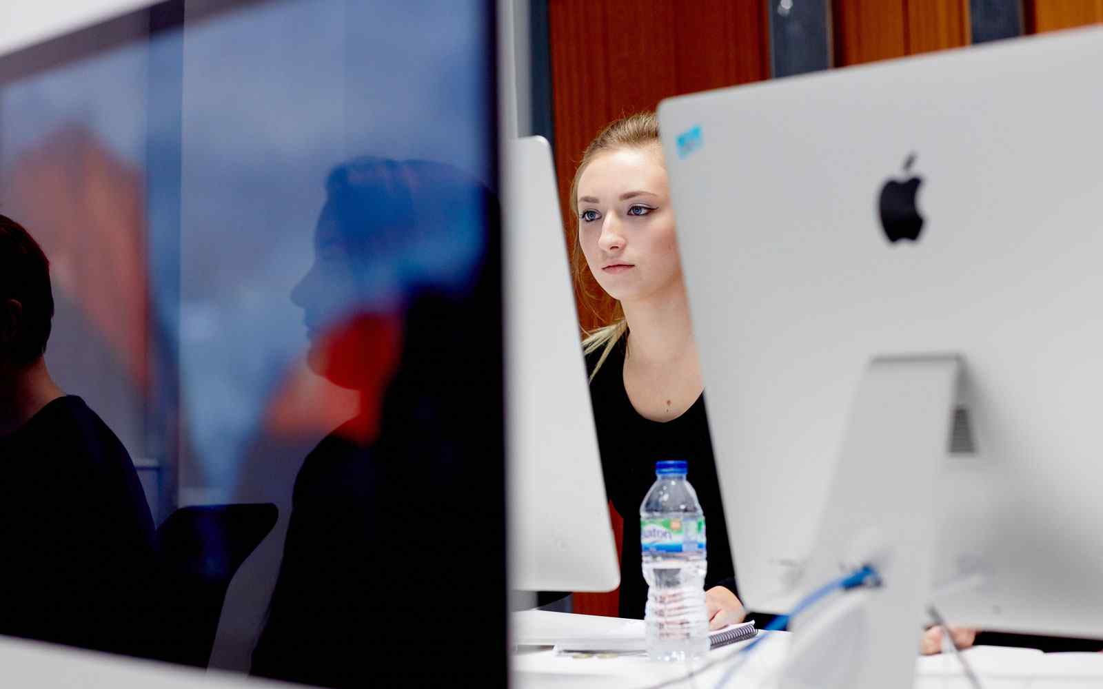 Students using computers.