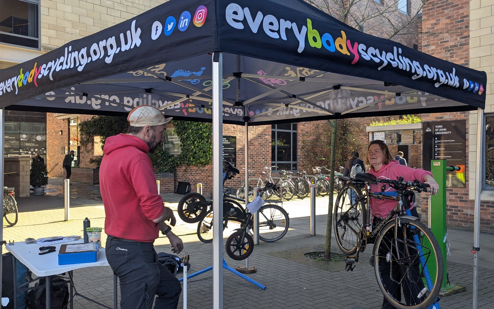 Bike Dr marquee on campus.