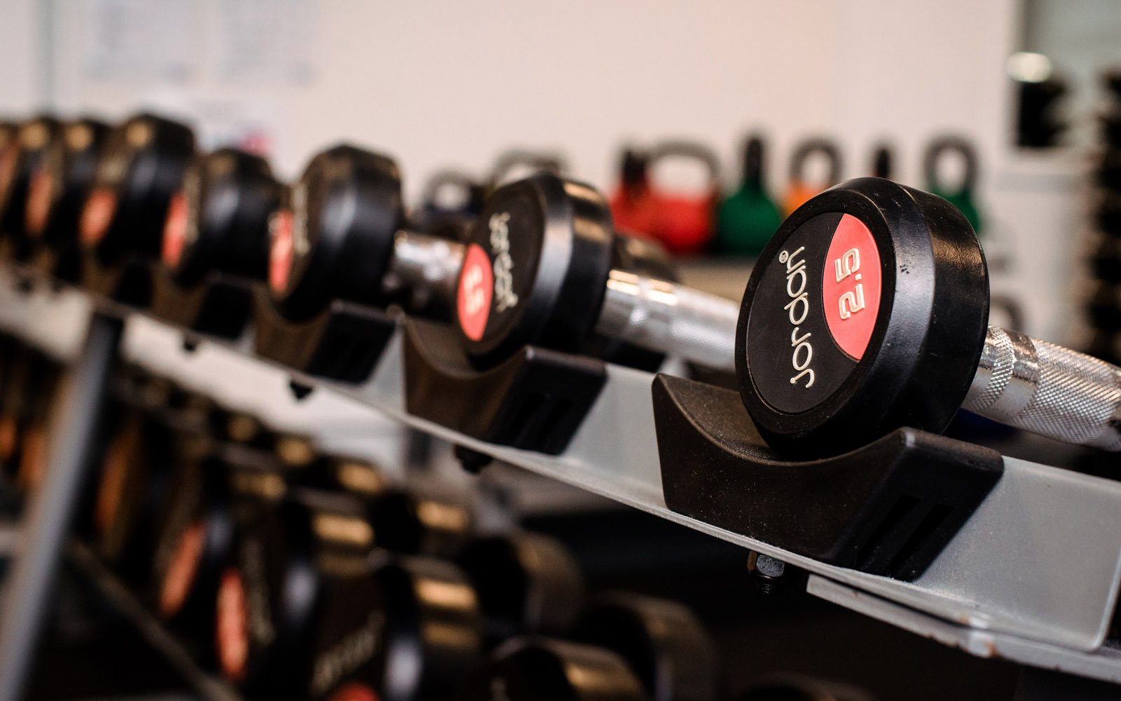 Weights on rack in fitness suite