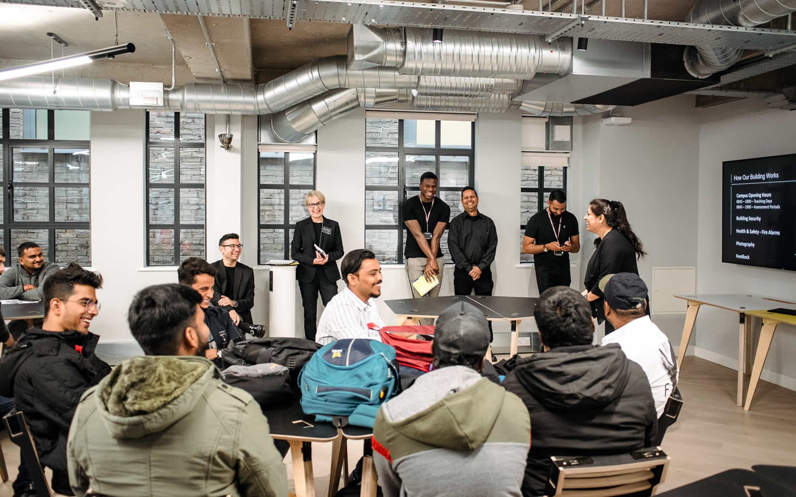 Interior of London Campus space with students