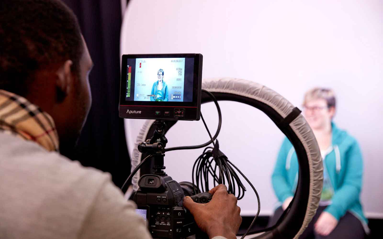 Student using video camera