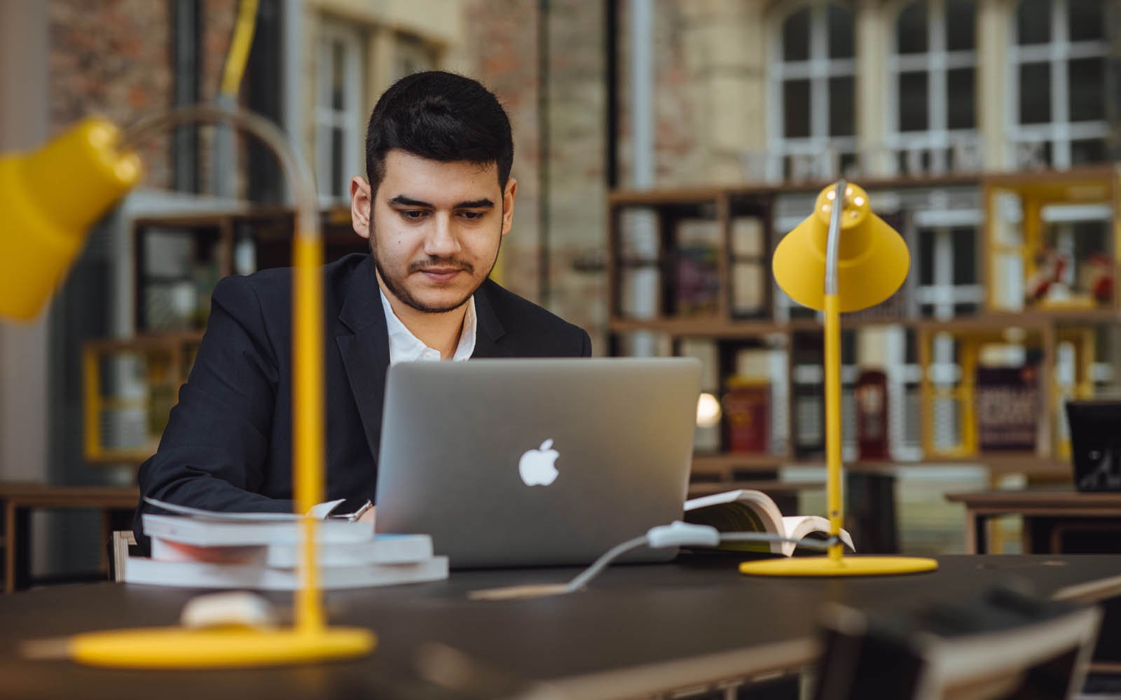 Student working at laptop
