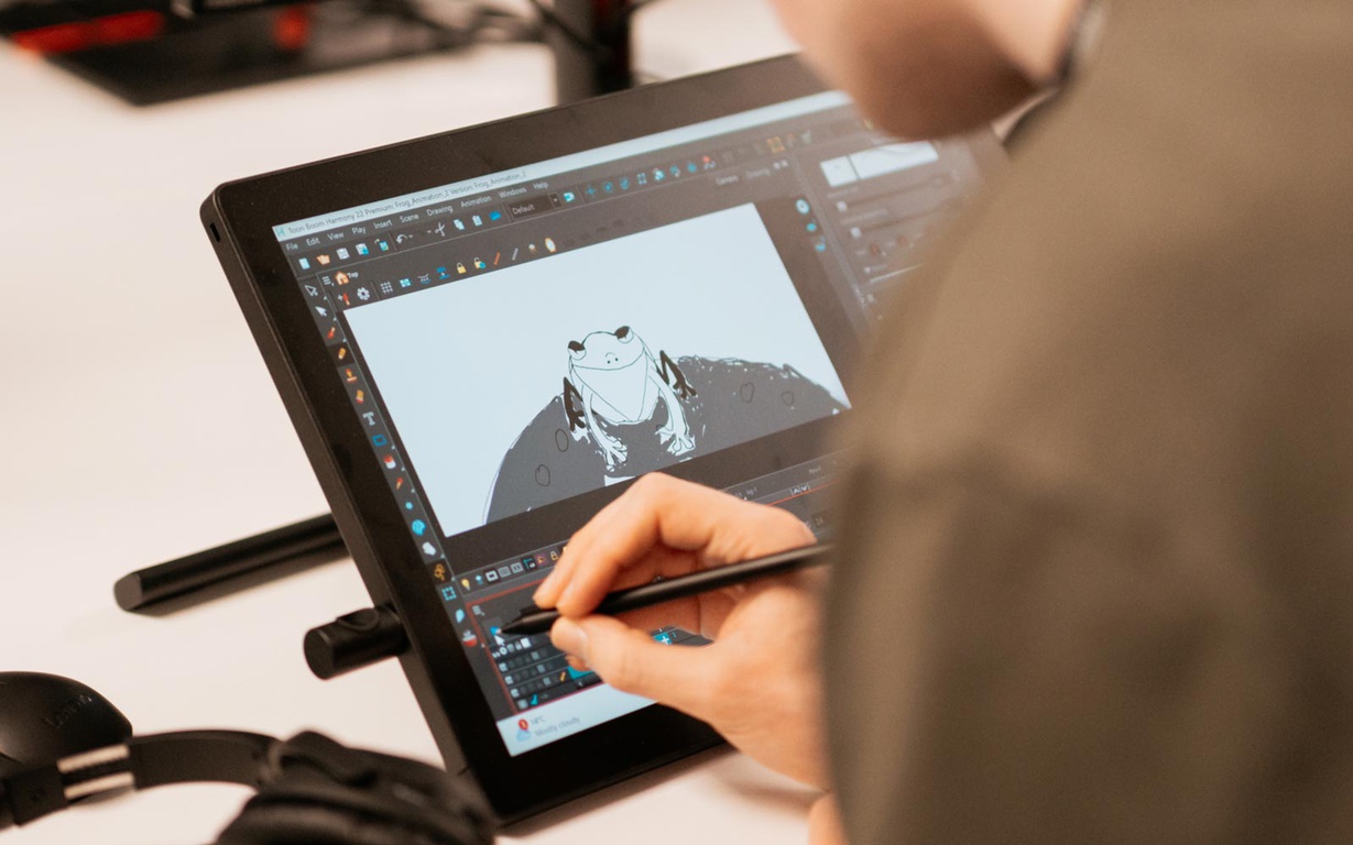A student using animation software. 