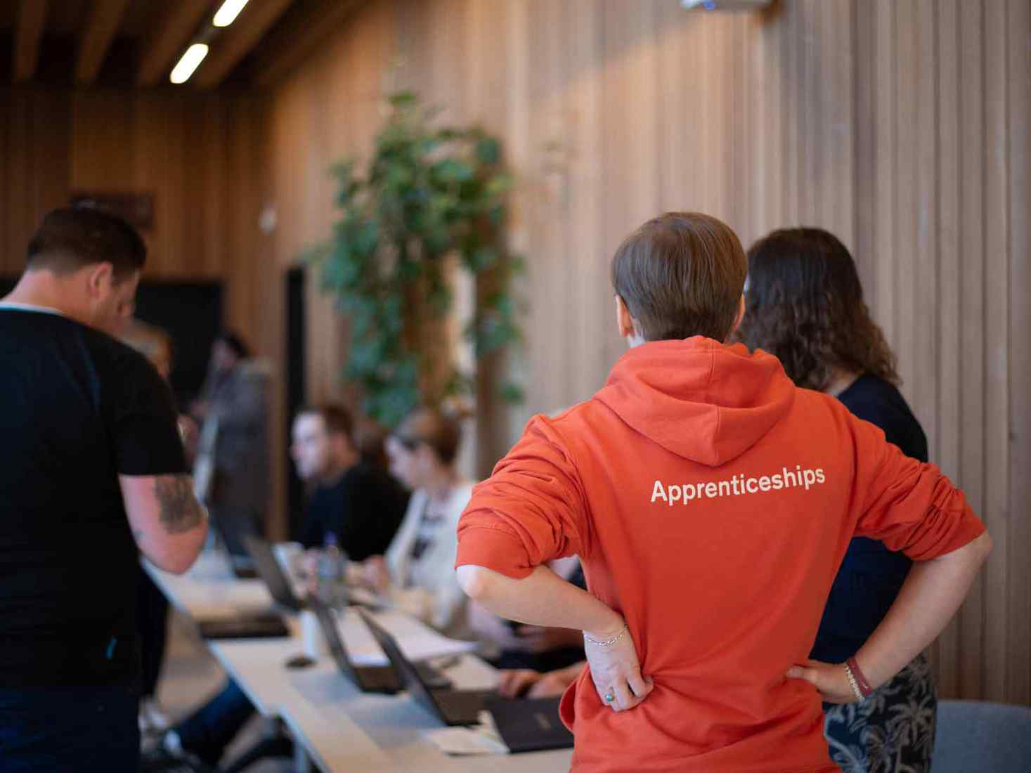 Person in apprenticeships hoodie 
