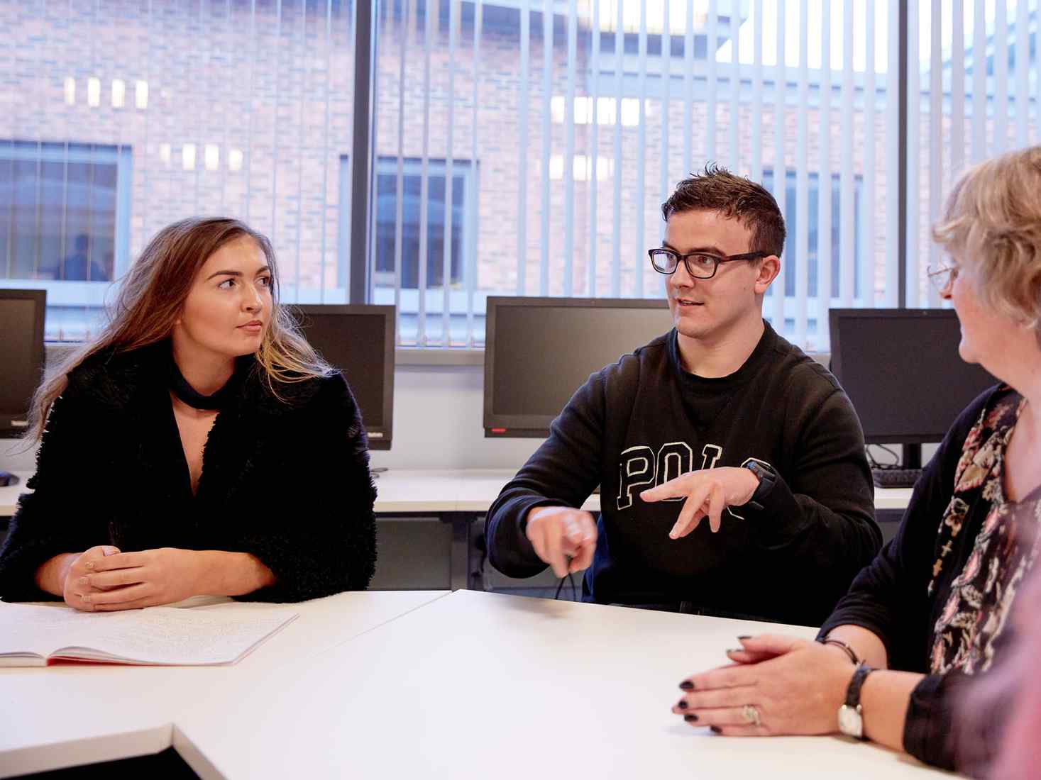 Student using sign language 
