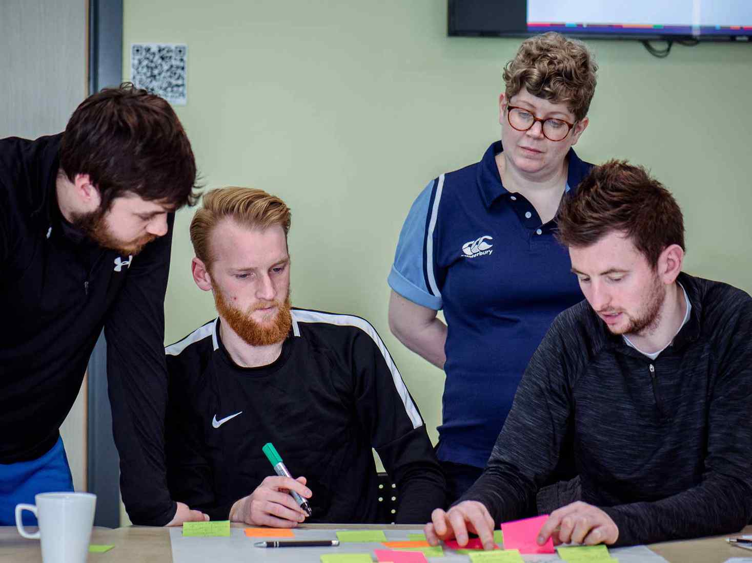 Sport students in a discussion. 