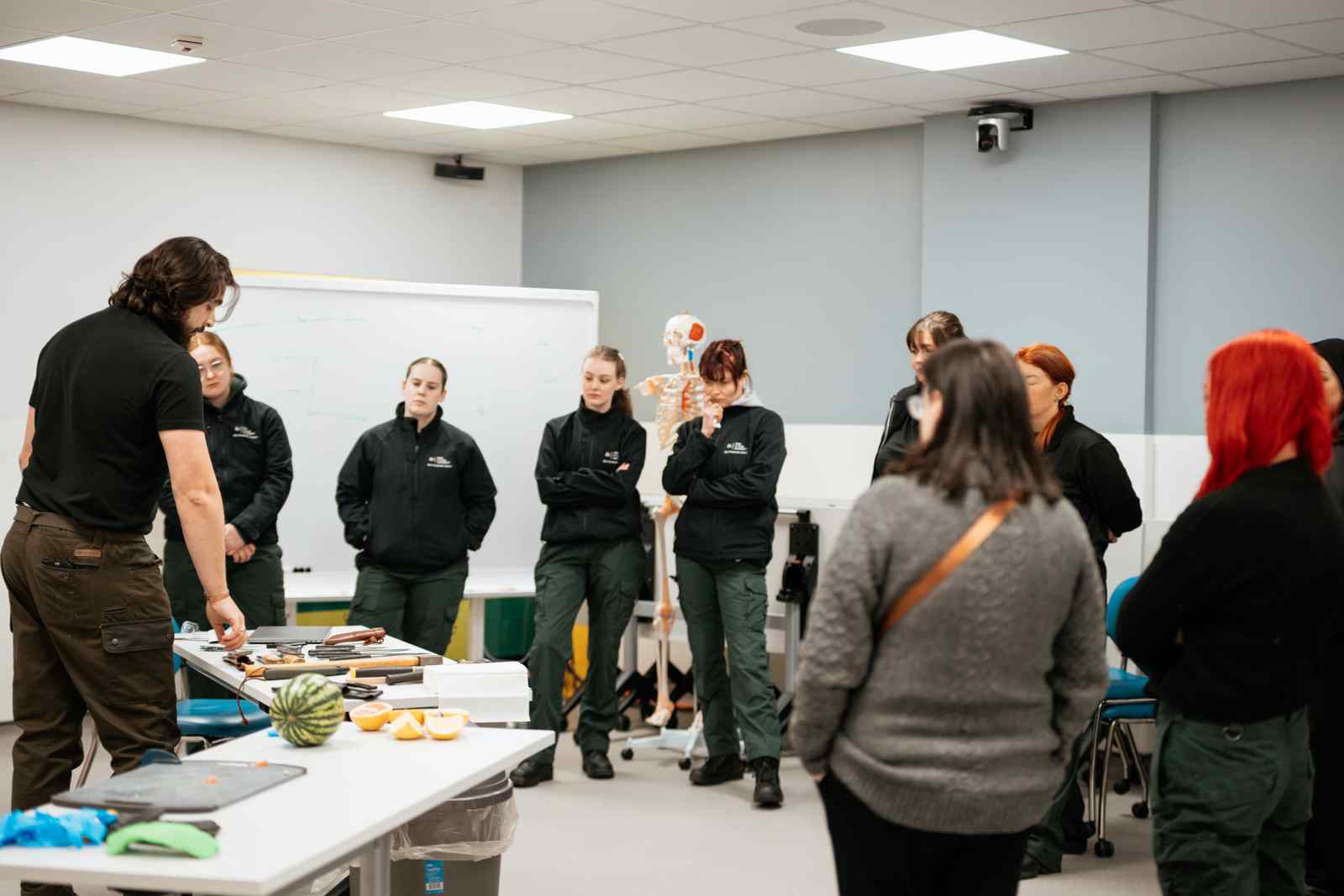 Paramedic Science students listening to demonstrator. 
