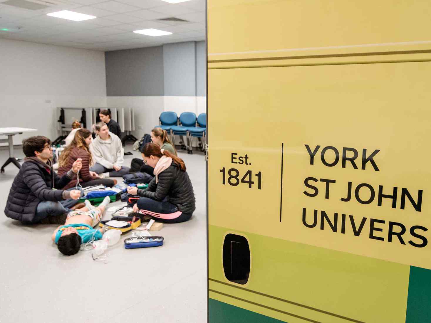 Paramedic Science students taking part in a practical session. 