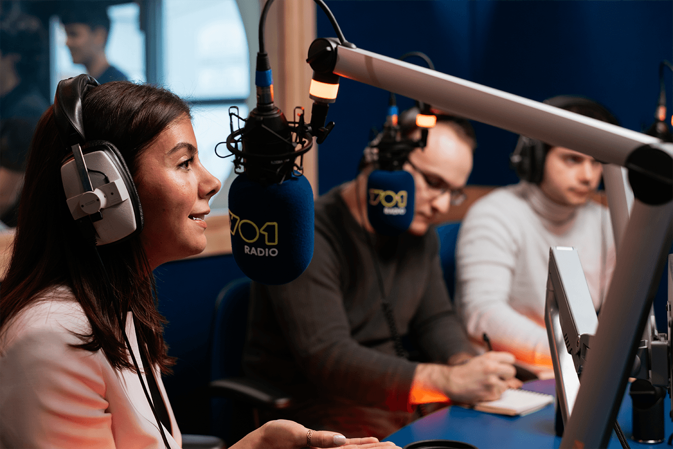 Student in radio studio 