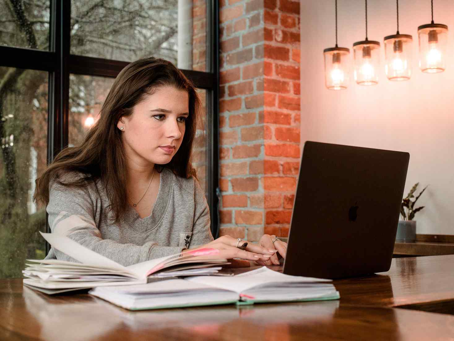 Student working at laptop 