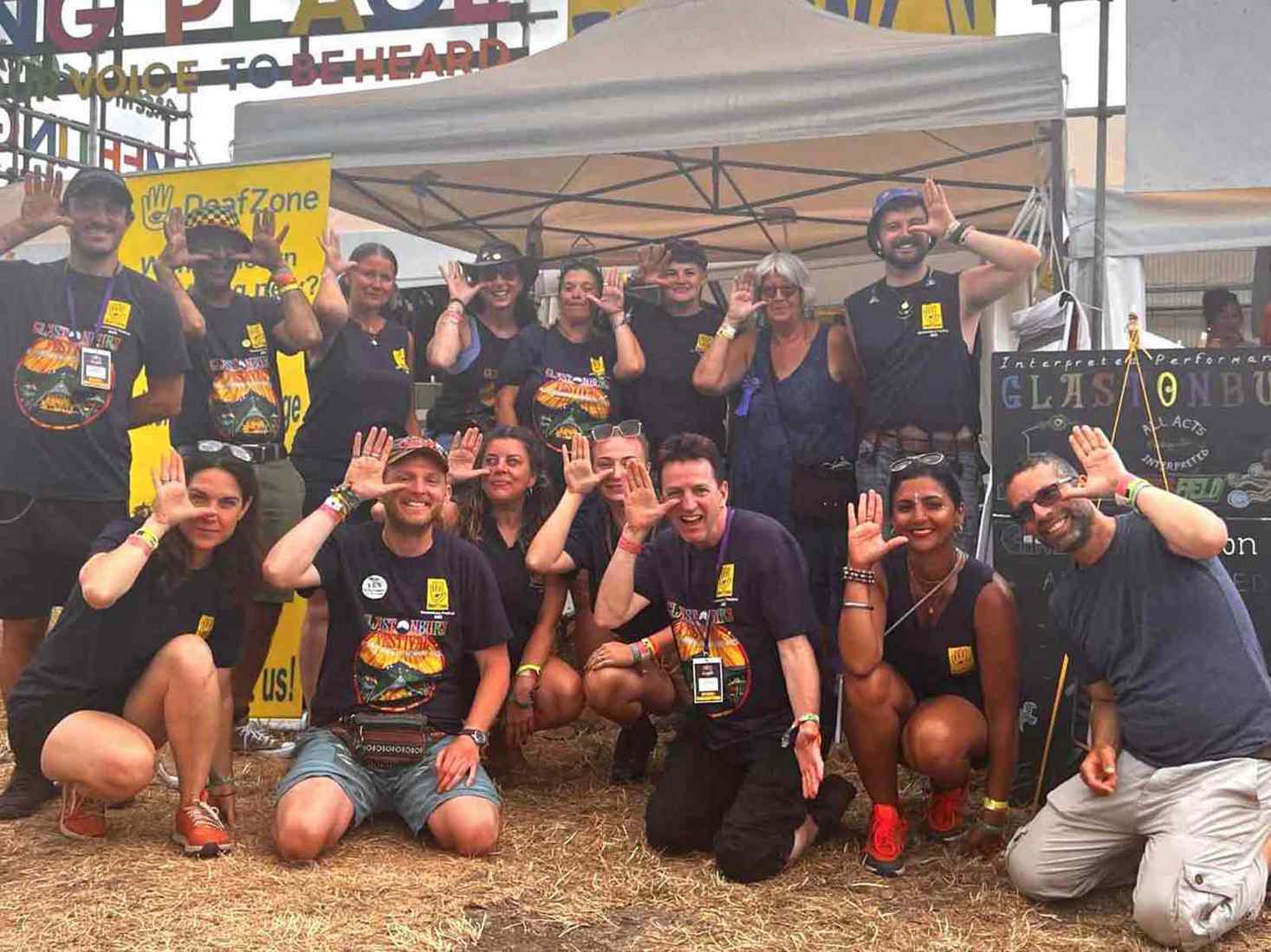 People from the DeafZone demonstrate BSL at Glastonbury 