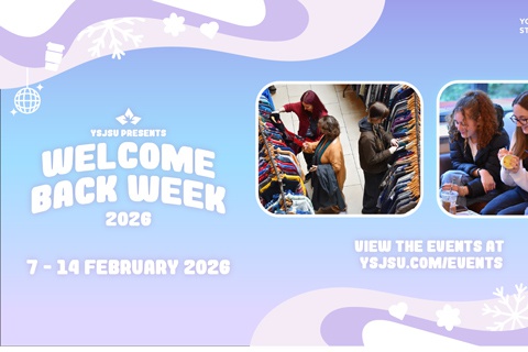 Poster advertisement for Welcome Back Week at York St John University 