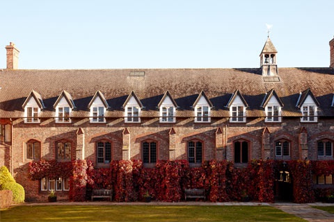 Autumn leaves and sunshine in the Quad on York St John University campus. 