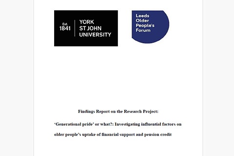 Front cover of report on the influential factors on the update of financial support in older people 