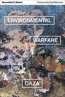 A book cover with mixed paint colours on a textured surface, with the title 'Environmental Warfare in Gaza'. 