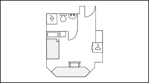 Floor plan for a large ensuite room in City Residence 
