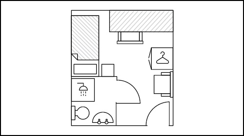 Floor plan for a standard ensuite room in City Residence 