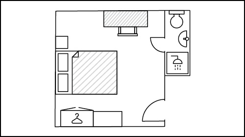 Floor plan for a large ensuite room in Garden Street 