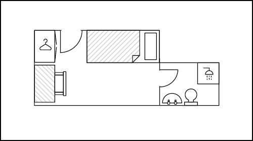 Floor plan for a standard ensuite in Grange House 