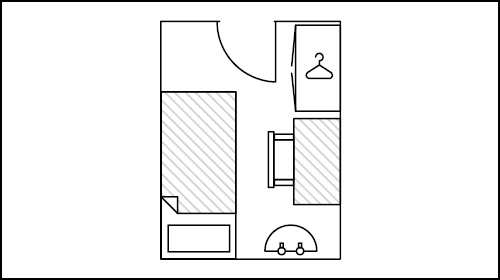 Floor plan for a standard room in St Marys 