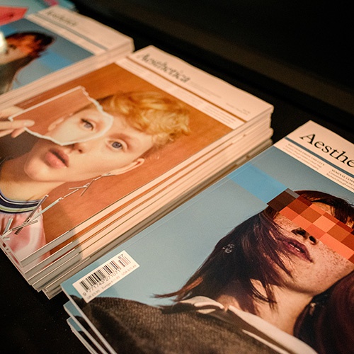 Piles of Aesthetica magazines 