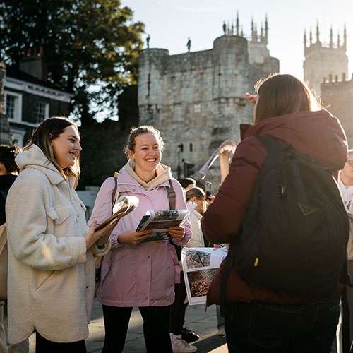 Primary Education students in York with clipboards 