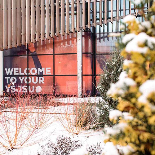 Students Union building in the snow 